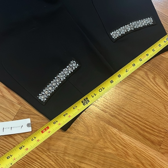 Anthropologie The Colette Cropped Wide-Leg Pants Rhinestone Pocket Ed 29 NWT - Picture 3 of 15